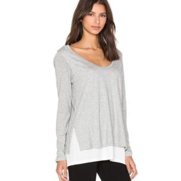 Vince Double Layer Colorblock Tee. - Picture 1 of 10